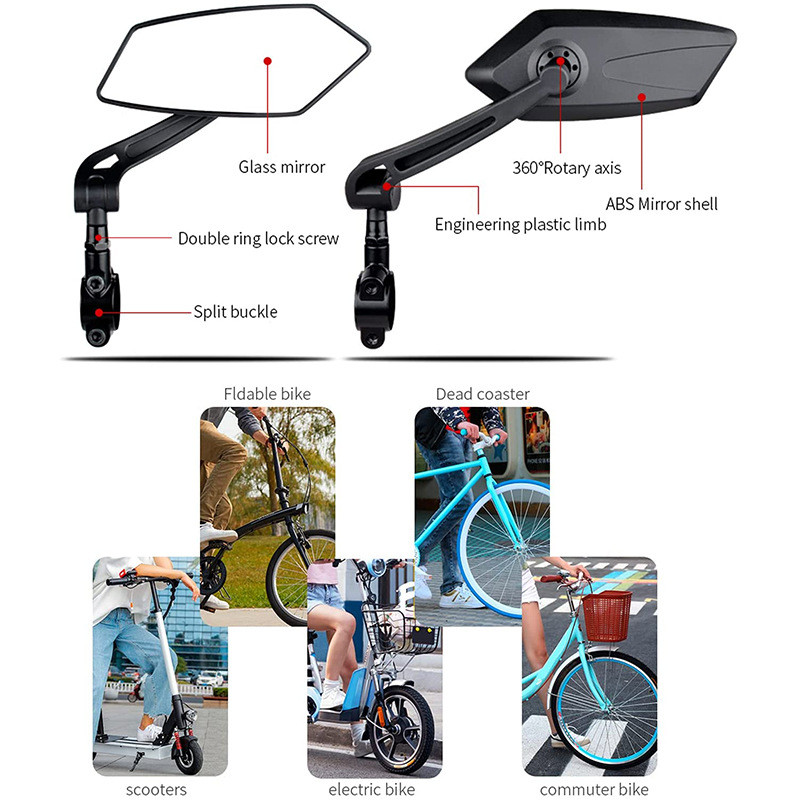 Dviračio galinio vaizdo veidrodėlis Dviračio važiavimas dviračiu Aiškus platus galinis matymas galinio vaizdo atšvaitas Reguliuojama vairo kairysis dešinysis veidrodėlis