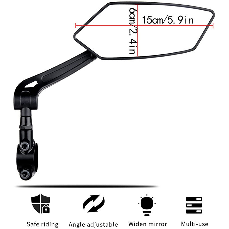 Dviračio galinio vaizdo veidrodėlis Dviračio važiavimas dviračiu Aiškus platus galinis matymas galinio vaizdo atšvaitas Reguliuojama vairo kairysis dešinysis veidrodėlis