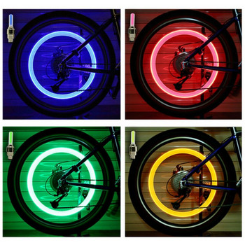 2 ΤΕΜ. Φωτιστικό βαλβίδας ποδηλάτου Τροχοί μοτοσικλέτας Λάμπα LED Βαλβίδα φαναριού στέλεχος ποδηλάτου βουνού για αξεσουάρ ποδηλάτου αυτοκινήτου