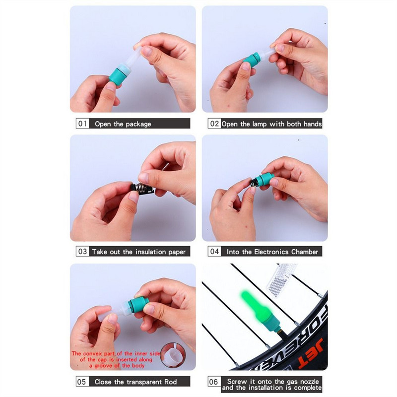 2 buc. Lumină cu LED pentru bicicletă Neon cu spițe pentru bicicletă Lumină pentru roată impermeabilă pentru roată, roată, roată, supapă pentru praf, lampă, accesorii pentru ciclism