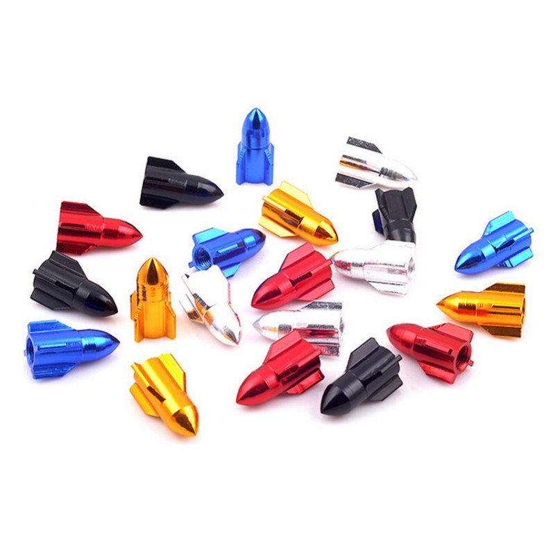 4db Rocket Shape Design Motorkerékpár Kerékpár teherautó Légnyílás burkolat Gumiabroncs felni szelep alumínium ötvözet kerékszár sapkák 5 szín