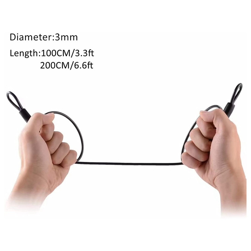 100 CM/3,3 jalga pika reisiga turvatrosslukk, punutud teraskattega turvakaabliga pagasilukk, turvakaabli tross