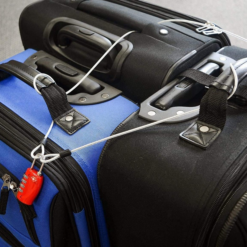 100 CM/3,3 jalga pika reisiga turvatrosslukk, punutud teraskattega turvakaabliga pagasilukk, turvakaabli tross