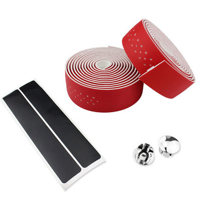 Velosipēda stūres lente kalnu šosejas velosipēda PU ādas perforēta josta ar 2 spraudņiem elpojošas roktura aptinošās siksnas RR7188