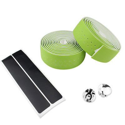 Velosipēda stūres lente kalnu šosejas velosipēda PU ādas perforēta josta ar 2 spraudņiem elpojošas roktura aptinošās siksnas RR7188