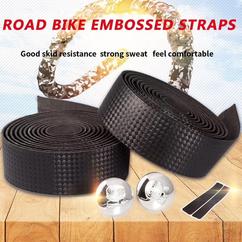 Riteņbraukšanas PU+EVA stūres siksna Neslīdošs viegls svars šosejas velosipēdam oglekļa siksna āra braukšanai velosipēda rokturis lente melna