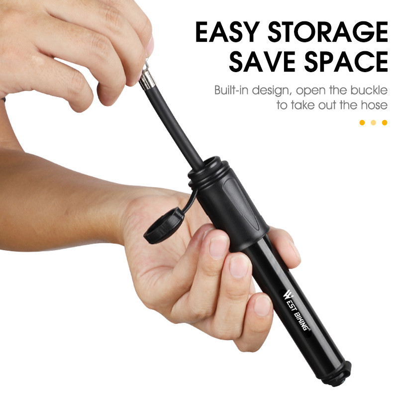 WEST BIKING 100Psi mini dviračių siurblys, aliuminio lydinio dviračio rankinis oro siurblys