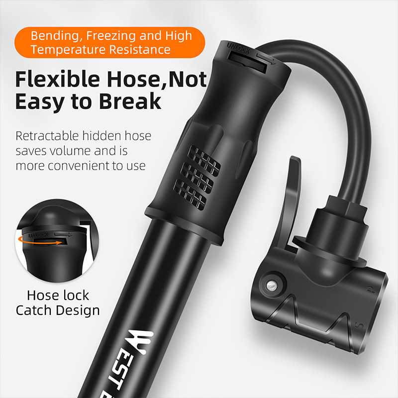 WEST BIKING Nešiojamas MTB dviračių siurblys Mini dviračių padangos balioninis pripūtimas rankinis oro siurblys dviračių priedai kalnų plento dviračių siurblys