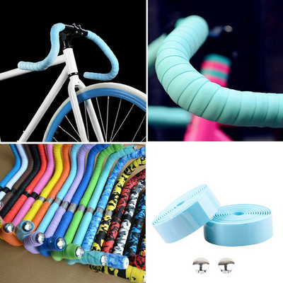 Bike Handlebar Tape Cork Grips Solid Color Cycling Mtb Road Bicycle Bike Wrap Tapes Two Bar Plugs Bicycle Accessories Bicicleta