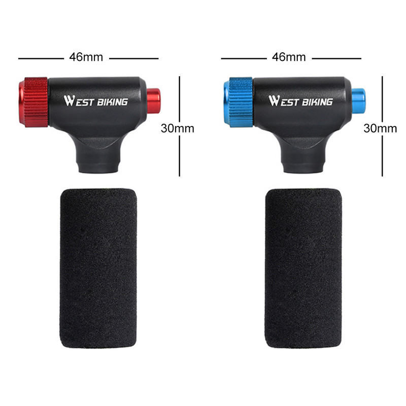 WEST BIKING nešiojamas CO2 siurblys MTB plento dviračio siurblio pripūtimas, skirtas Schrader ir Presta vožtuvo adapterio saugos automatiniam mini rankiniam siurbliui