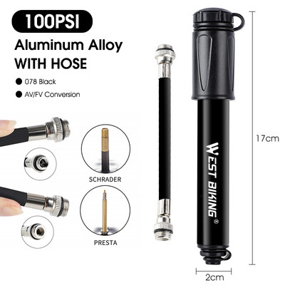 WEST BIKING Minirattapump nailonist alumiiniumsulamist Schrader Presta Valve MTB maanteeratta õhupump jalgrattaga käsipalliga rehvipumbad