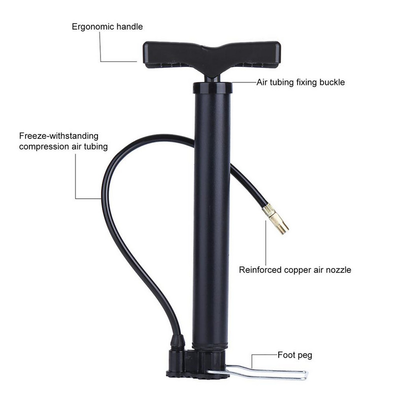Nešiojamas dviračio grindų siurblys 160 PSI aukšto slėgio mini oro siurblys Ergonomiška rankena kalnų dviračių lauko priedams