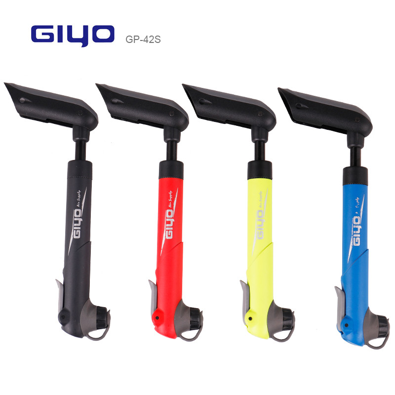 Giyo Compact Cycle Air Inflator Πτυσσόμενη λαβή αντλία ποδηλάτου 120 psi Ποδηλατικό σφαιρικό ελαστικό χειρός ταιριάζει Schrader & Presta GP-42S
