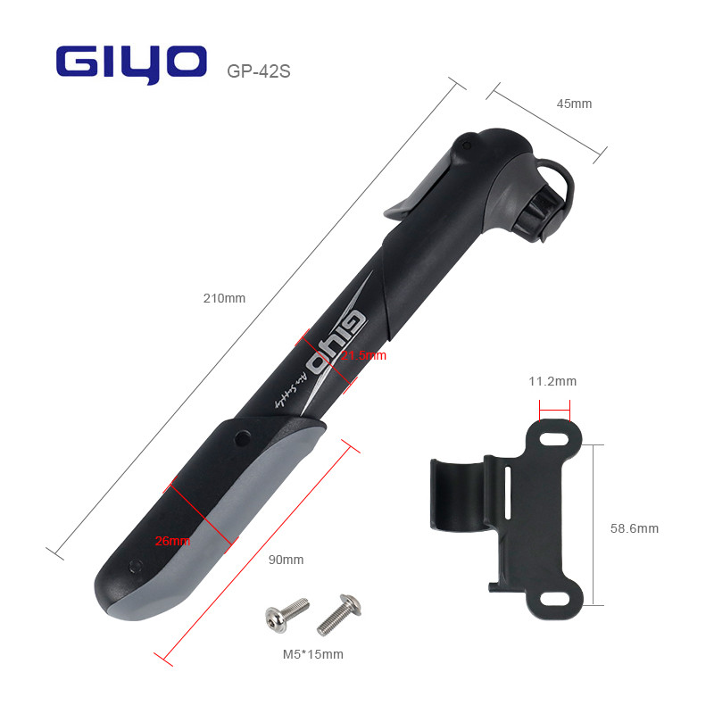Giyo Compact Cycle Air Inflator Πτυσσόμενη λαβή αντλία ποδηλάτου 120 psi Ποδηλατικό σφαιρικό ελαστικό χειρός ταιριάζει Schrader & Presta GP-42S