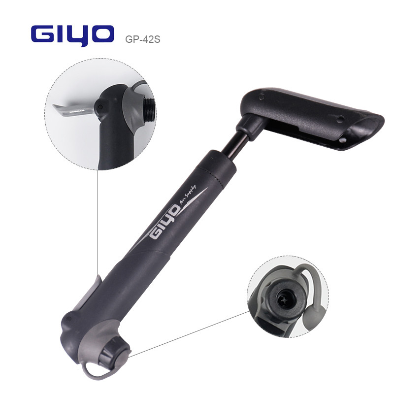 Giyo Compact Cycle Air Inflator Πτυσσόμενη λαβή αντλία ποδηλάτου 120 psi Ποδηλατικό σφαιρικό ελαστικό χειρός ταιριάζει Schrader & Presta GP-42S