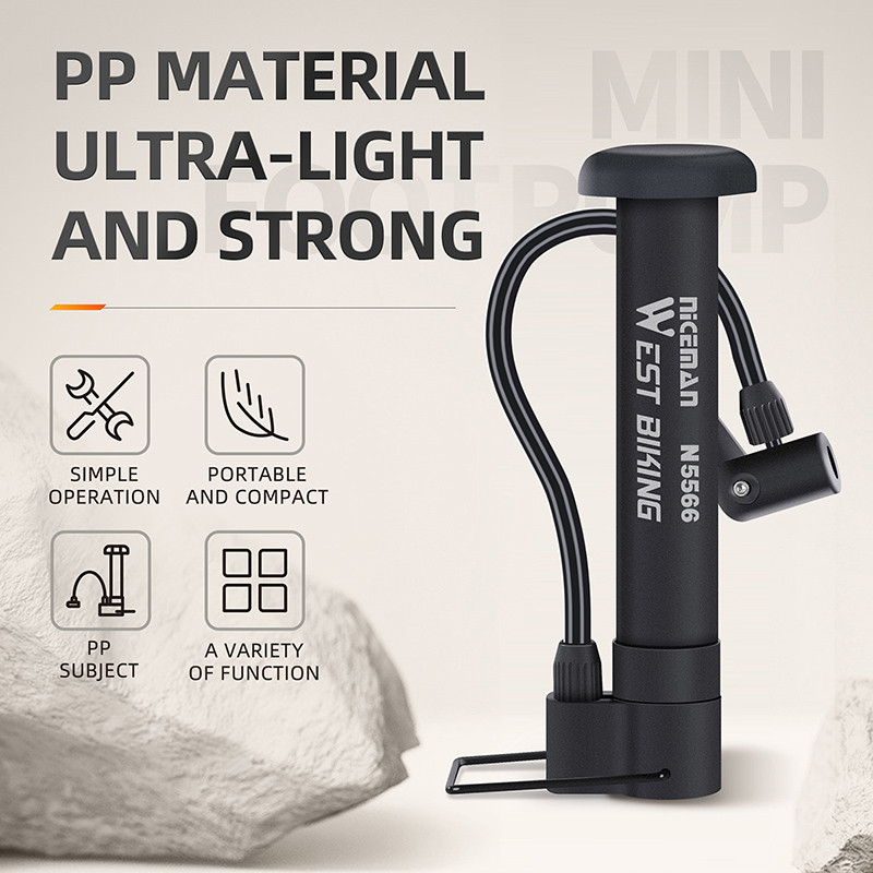 WEST BIKING MINI Bike Pump MTB rehvipump koos pikendusvoolikuga Schraderi õhuklapiga kaasaskantav põrandapumba õhupalli täiteseade