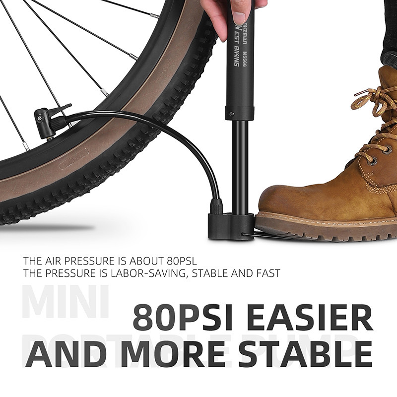 WEST BIKING MINI Bike Pump MTB rehvipump koos pikendusvoolikuga Schraderi õhuklapiga kaasaskantav põrandapumba õhupalli täiteseade