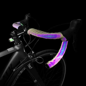 Ταινία ποδηλασίας ποδηλασίας Road Bike Noctilucent Dazzle Handlebar Stripes Light Reflective πολύχρωμη MTB PU Δερμάτινη ταινία λαβής πιρουνιού ποδηλάτου