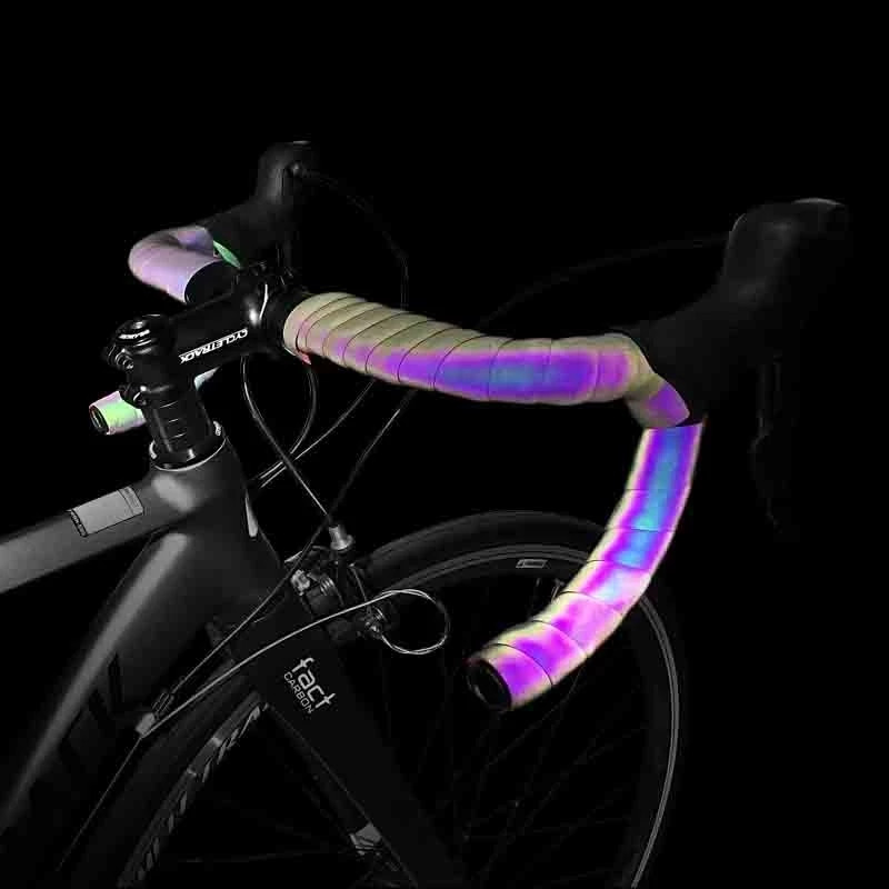 Kerékpáros Bar Tape Road Bike Noctilucent Dazzle Kormánycsíkok Fényvisszaverő Színes MTB PU Bőr Kerékpár Villák Fogószalag