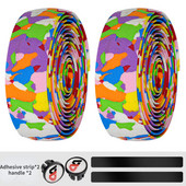 1 paariline jalgratta juhtraua teip kleepuva ribaga elastse käepidemega, värvilised gradientvärvilised jalgrattatarvikud