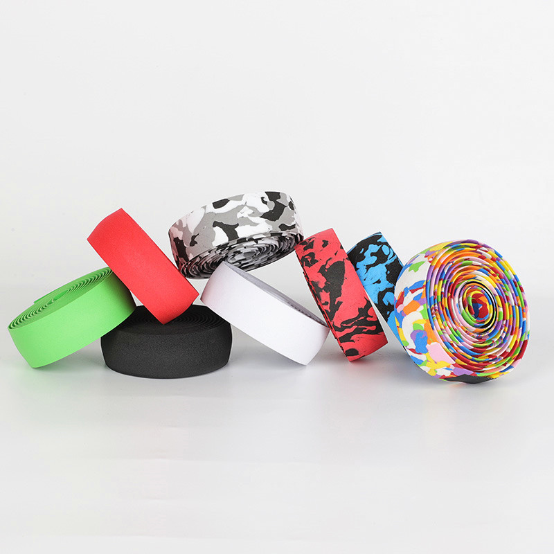 1 paariline jalgratta juhtraua teip kleepuva ribaga elastse käepidemega, värvilised gradientvärvilised jalgrattatarvikud