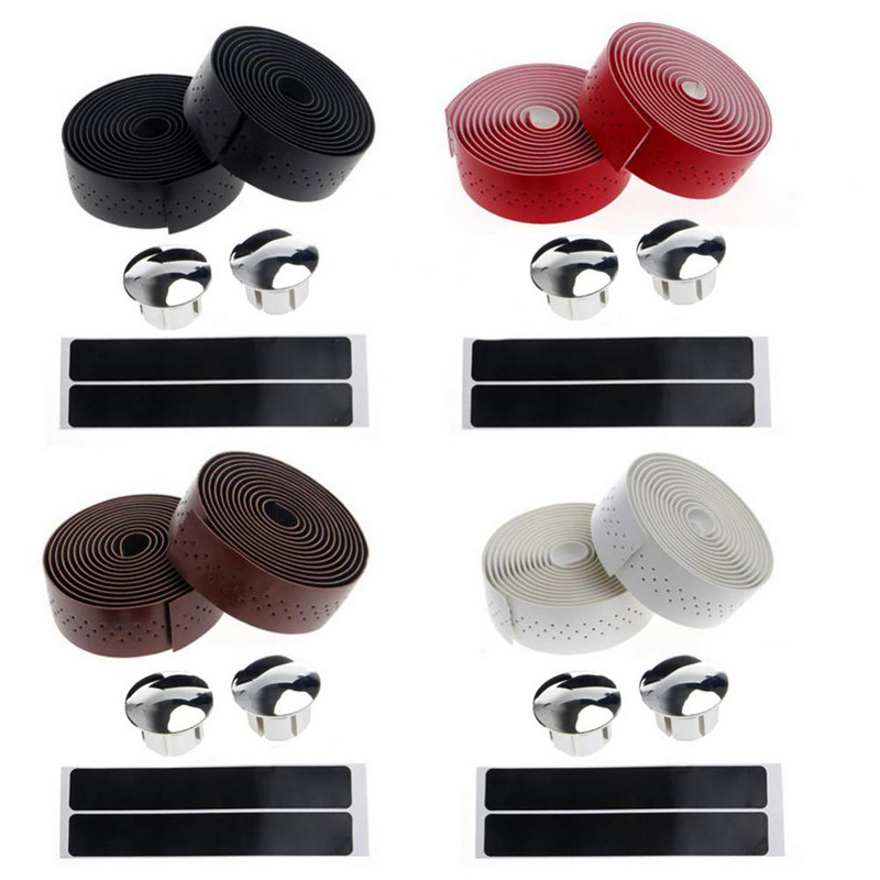 2 τιμόνι ποδηλάτου ποδηλάτου ποδηλάτου δρόμου από συνθετική δερμάτινη ταινία περιτύλιξης + 2 βύσματα