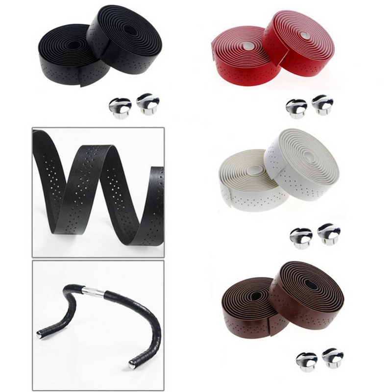 2 τιμόνι ποδηλάτου ποδηλάτου ποδηλάτου δρόμου από συνθετική δερμάτινη ταινία περιτύλιξης + 2 βύσματα