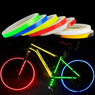 1 см * 8 м Стикери за велосипеди Светлоотразителна лента Флуоресцентни MTB Bike Велосипедни ленти Колоездене MTB ленти за велосипедна каска Мотоциклет скутер