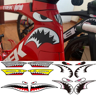 1 комплект стикер за декорация на велосипедна рамка Стикер за тръба за глава на акула Стикер за MTB велосипед с фиксирана предавка Стикер за велосипедни аксесоари