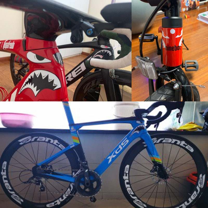 1készlet Kerékpárkeret díszítő matrica Cápafejcső matrica MTB kerékpár fix fogaskerék matrica Kerékpáros tartozékok
