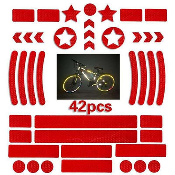 42PCS Ανακλαστικό αυτοκόλλητο σώματος ποδηλάτου Νυχτερινής ασφάλειας Λογότυπο πλέγματος Προειδοποιητική λωρίδα MTB κράνος σκούτερ αντανακλαστικό αυτοκόλλητο σώματος