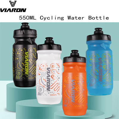 VIARON 550ML Шосейно колоездене Бутилка за вода, устойчива на течове, държач за велосипед, пиене, MTB, планински велосипед, спортна бутилка, прахоустойчива чаша, преносима