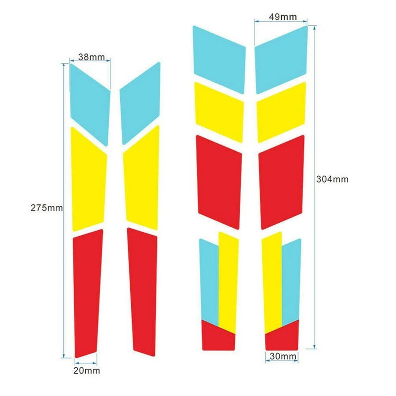 1 készlet Kerékpár első villa matrica hegyi országúti kerékpár három színű dekoratív hátsó villa matrica keretmatrica