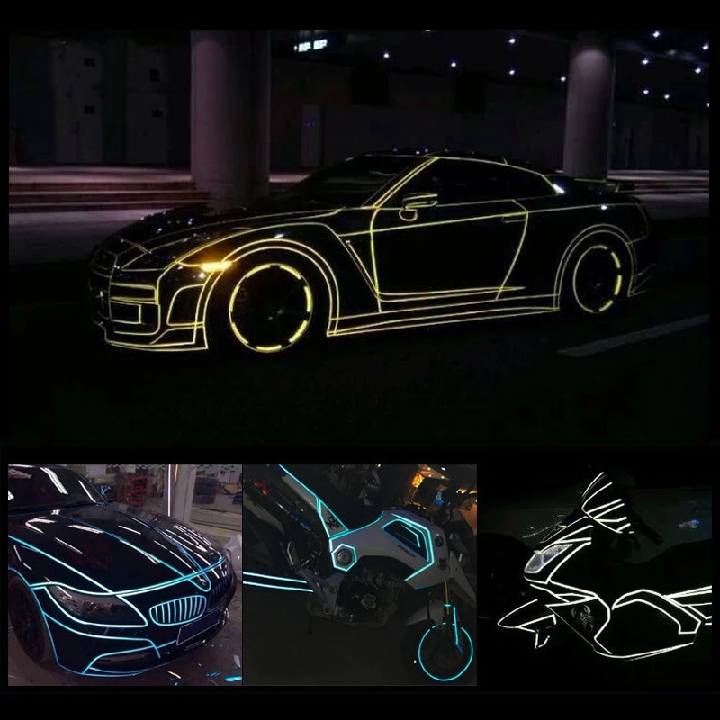 8 m fényvisszaverő szalag kerékpár fényvisszaverő matrica robogó világító figyelmeztető matrica elektromos motorkerékpár dekoráció 1 cm széles