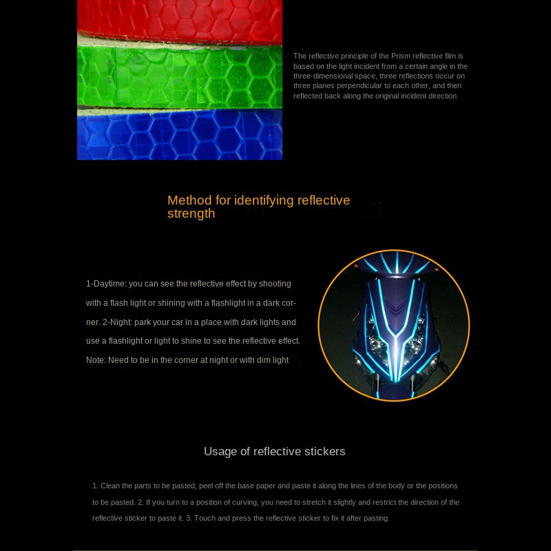 8 m fényvisszaverő szalag kerékpár fényvisszaverő matrica robogó világító figyelmeztető matrica elektromos motorkerékpár dekoráció 1 cm széles