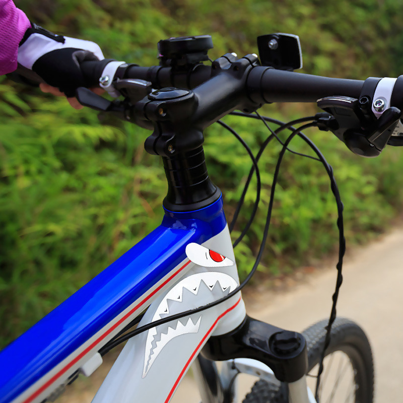 Kerékpárváz dekorációs matrica cápafejcső matrica MTB kerékpár fix felszerelés matrica kerékpározási kiegészítők pegatinas bicicleta