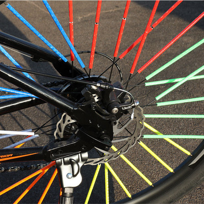 12PCS Ανακλαστικά αυτοκόλλητα ποδηλάτου Σωλήνας κλιπ ακτίνων τροχού Προειδοποιητικός ανακλαστήρας φωτός Αξεσουάρ φωτός ποδηλάτου 75mm