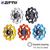 ZTTO 11T MTB velosipēda aizmugurējais pārslēdzējs Jockey Wheel keramikas gultņa skriemelis AL7075 CNC šosejas velosipēda virzošais veltnis 4mm 5mm 6mm