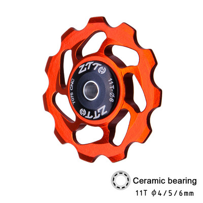 ZTTO 11T MTB velosipēda aizmugurējais pārslēdzējs Jockey Wheel keramikas gultņa skriemelis AL7075 CNC šosejas velosipēda virzošais veltnis 4mm 5mm 6mm