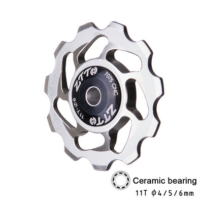 ZTTO 11T MTB velosipēda aizmugurējais pārslēdzējs Jockey Wheel keramikas gultņa skriemelis AL7075 CNC šosejas velosipēda virzošais veltnis 4mm 5mm 6mm