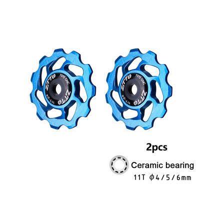 ZTTO 11T MTB velosipēda aizmugurējais pārslēdzējs Jockey Wheel keramikas gultņa skriemelis AL7075 CNC šosejas velosipēda virzošais veltnis 4mm 5mm 6mm
