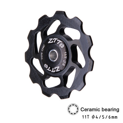ZTTO 11T MTB velosipēda aizmugurējais pārslēdzējs Jockey Wheel keramikas gultņa skriemelis AL7075 CNC šosejas velosipēda virzošais veltnis 4mm 5mm 6mm