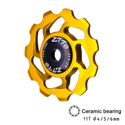 ZTTO 11T MTB velosipēda aizmugurējais pārslēdzējs Jockey Wheel keramikas gultņa skriemelis AL7075 CNC šosejas velosipēda virzošais veltnis 4mm 5mm 6mm