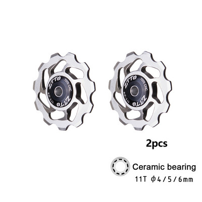 ZTTO 11T MTB velosipēda aizmugurējais pārslēdzējs Jockey Wheel keramikas gultņa skriemelis AL7075 CNC šosejas velosipēda virzošais veltnis 4mm 5mm 6mm