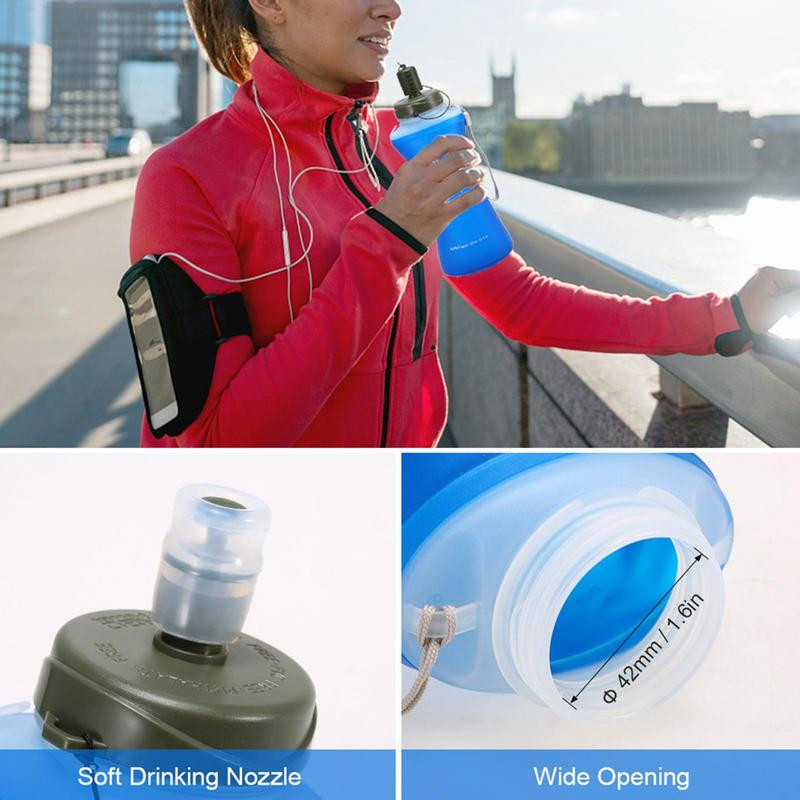 750 ml-es összecsukható vizes palack összecsukható puha lombik összecsukható sporttáska összecsukható italos futás kempingezés túrázás mászópalackok