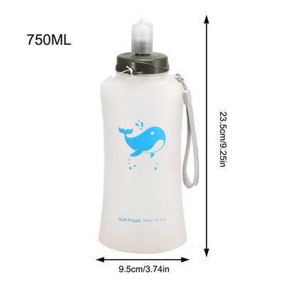 Sticlă de apă pliabilă moale din TPU, pliabilă, alergare, sport, gura largă, geantă de apă, camping în aer liber, drumeții, alpinism, ciclism, 750 ml
