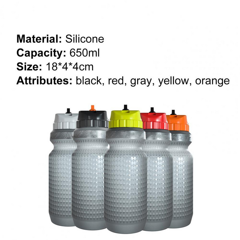 650 ml-es kerékpáros vizes palack szivárgásmentes szilikon kerékpáros sport ivópohár szabadtéri kempinghez MTB kerékpáros vízforraló