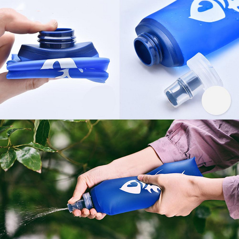 250 ml/500 ml TPU sporta ūdens pudele, pārnēsājams salokāms ūdens maiss kāpšanai, staigāšanai ar velosipēdu skriešanas pudele, salokāma mīksta tējkanna