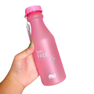 Forró, nagy űrtartalmú vizespohár lezárt, szivárgásmentes vízüveg hordozókötéllel Vízüveg forrásvíz üvegpalack fehér rózsaszín