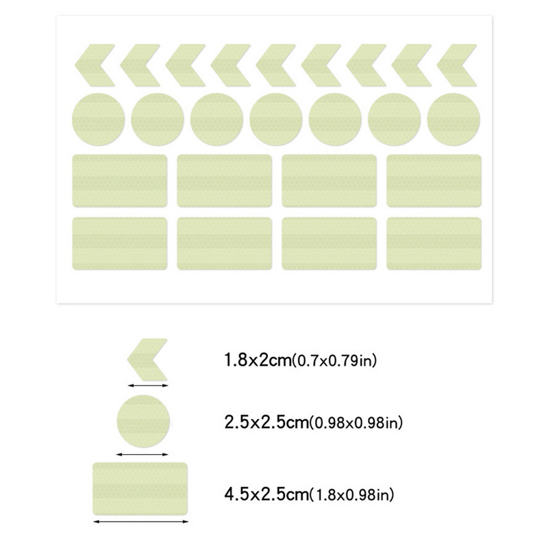 Fy001-003 keha peegeldavad helendavad kleebised pika ribaga täpimärk 12,00 * 21,00 * 0,10 cm